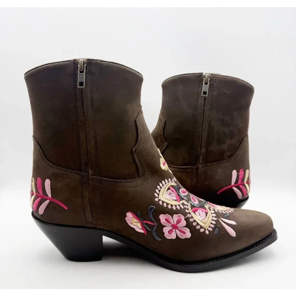 Diba True Women Cains Ville Western Bootie Size 11 M Brown Pink Leather NWOB